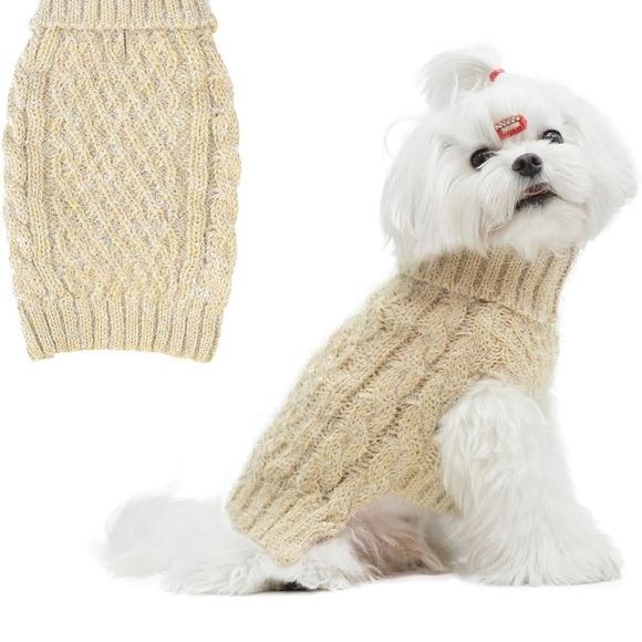 Cyeollo Cozy Cream Dog Sweater - Picture 1 of 6
